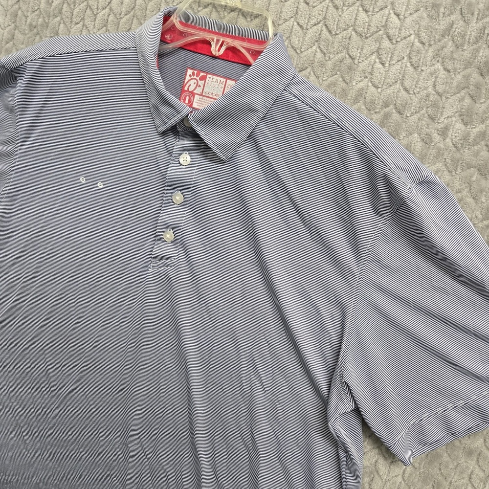 Chic Fil A‎ Oobe Team Style Mens XL Gray Stripe Polo Shirt Golf Casual Uniform